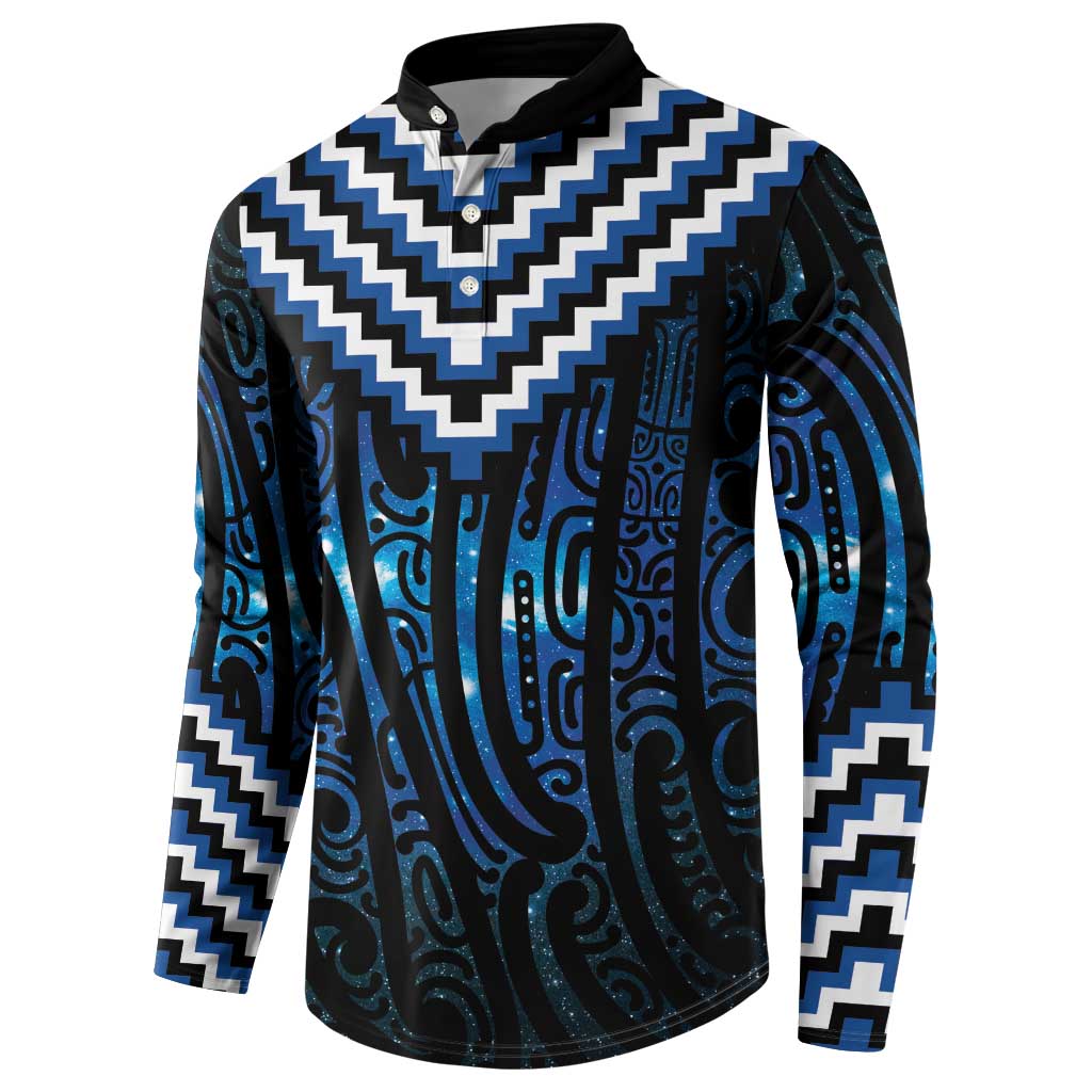 New Zealand Matariki Button Sweatshirt Galaxy Poutama Motifs LT7 - Polynesian Pride
