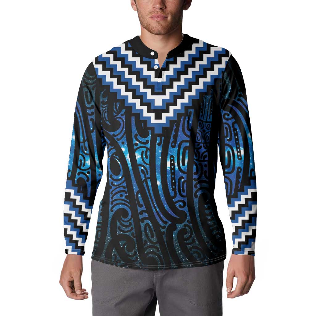 New Zealand Matariki Button Sweatshirt Galaxy Poutama Motifs LT7 - Polynesian Pride