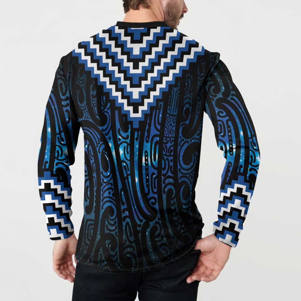 New Zealand Matariki Button Sweatshirt Galaxy Poutama Motifs LT7 - Polynesian Pride