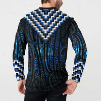 New Zealand Matariki Button Sweatshirt Galaxy Poutama Motifs LT7 - Polynesian Pride