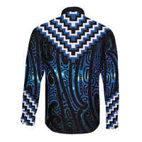 New Zealand Matariki Long Sleeve Button Shirt Galaxy Poutama Motifs LT7 - Polynesian Pride