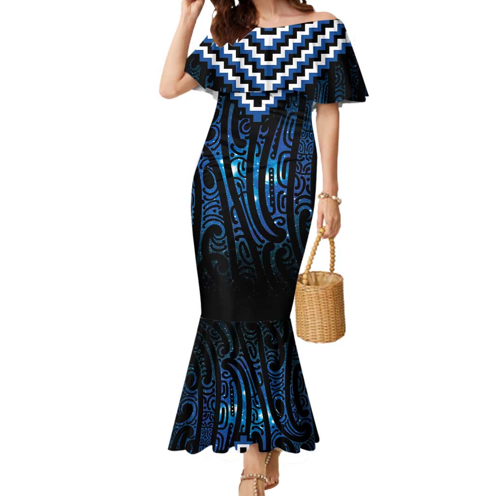 New Zealand Matariki Mermaid Dress Galaxy Poutama Motifs