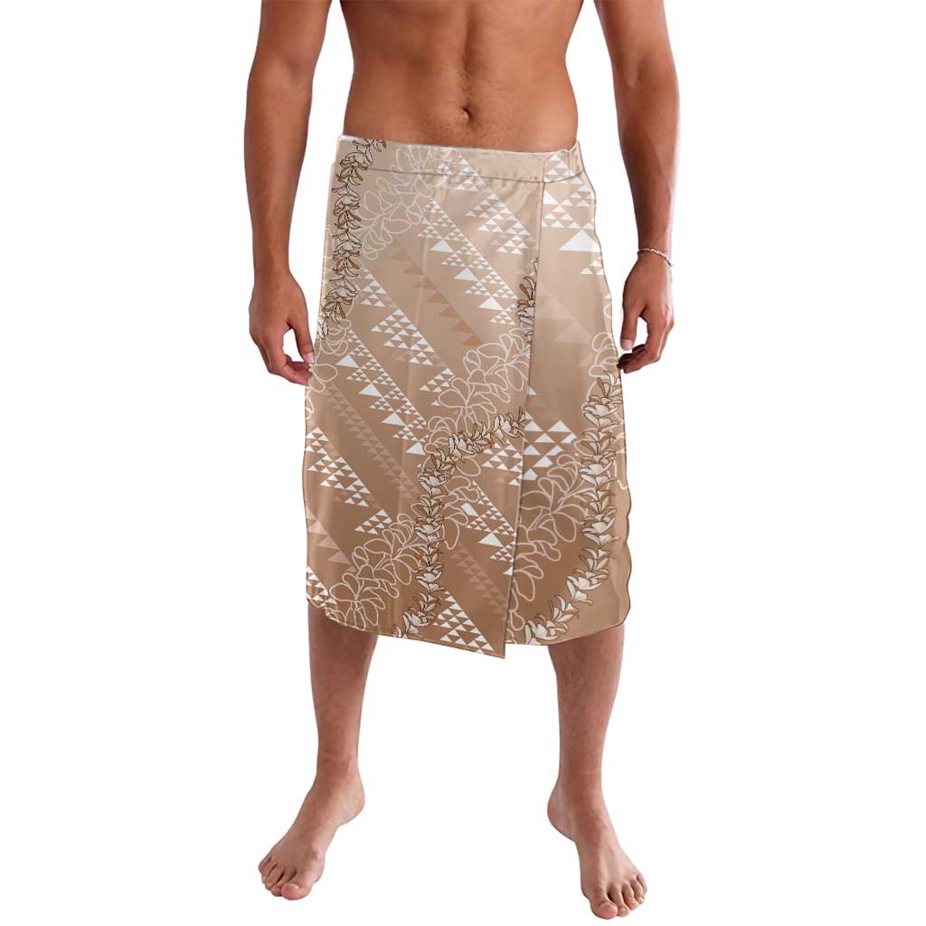 Hawaii Beige Kapa Lavalava Vintage 'Ohe Kāpala Motifs Mix Plumeria Leis LT7 Beige - Polynesian Pride