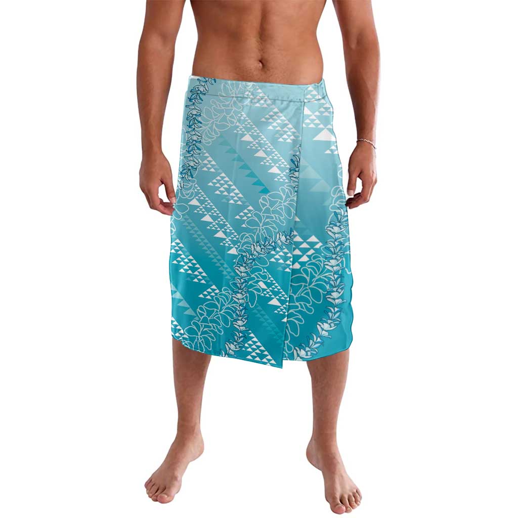 Hawaii Turquoise Kapa Lavalava Vintage 'Ohe Kāpala Motifs Mix Plumeria Leis LT7 Turquoise - Polynesian Pride