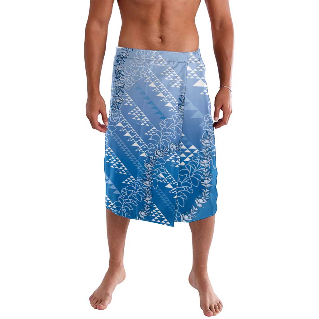 Hawaii Royal Blue Kapa Lavalava Vintage 'Ohe Kāpala Motifs Mix Plumeria Leis LT7 Royal Blue - Polynesian Pride