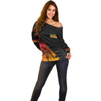 Personalised PNG Hunters Rugby Off Shoulder Sweater Palm Trees Simple LT7 - Polynesian Pride