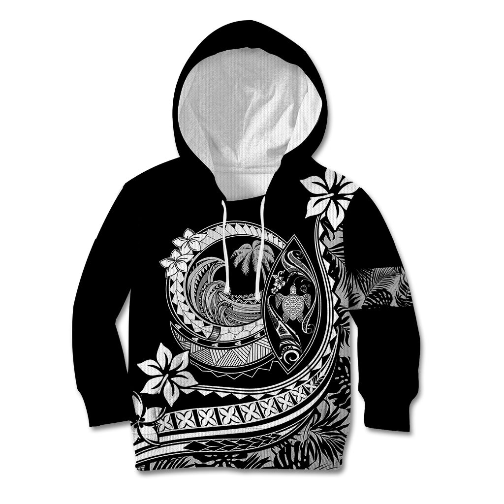 Polynesian Plumeria Kid Hoodie Ride The Waves - Black LT7 Hoodie Black - Polynesian Pride