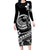 Polynesian Plumeria Long Sleeve Bodycon Dress Ride The Waves - Black LT7 Long Dress Black - Polynesian Pride