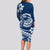 Polynesian Plumeria Long Sleeve Bodycon Dress Ride The Waves - Navy Blue LT7 - Polynesian Pride