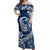 Polynesian Plumeria Off Shoulder Maxi Dress Ride The Waves - Navy Blue LT7 Women Navy Blue - Polynesian Pride