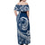 Polynesian Plumeria Off Shoulder Maxi Dress Ride The Waves - Navy Blue LT7 - Polynesian Pride