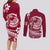 Polynesian Plumeria Couples Matching Long Sleeve Bodycon Dress and Long Sleeve Button Shirts Ride The Waves - Burgundy LT7 - Polynesian Pride