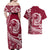 Polynesian Plumeria Couples Matching Off Shoulder Maxi Dress and Hawaiian Shirt Ride The Waves - Burgundy LT7 - Polynesian Pride