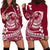 Polynesian Plumeria Hoodie Dress Ride The Waves - Burgundy LT7 - Polynesian Pride