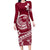 Polynesian Plumeria Long Sleeve Bodycon Dress Ride The Waves - Burgundy LT7 Long Dress Burgundy - Polynesian Pride