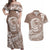 Polynesian Plumeria Couples Matching Off Shoulder Maxi Dress and Hawaiian Shirt Ride The Waves - Beige LT7 Beige - Polynesian Pride