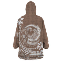 Polynesian Plumeria Wearable Blanket Hoodie Ride The Waves - Beige LT7 - Polynesian Pride