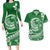 Polynesian Plumeria Couples Matching Long Sleeve Bodycon Dress and Hawaiian Shirt Ride The Waves - Green LT7 Green - Polynesian Pride