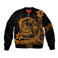 Polynesian Plumeria Bomber Jacket Ride The Waves - Orange LT7 Unisex Orange - Polynesian Pride
