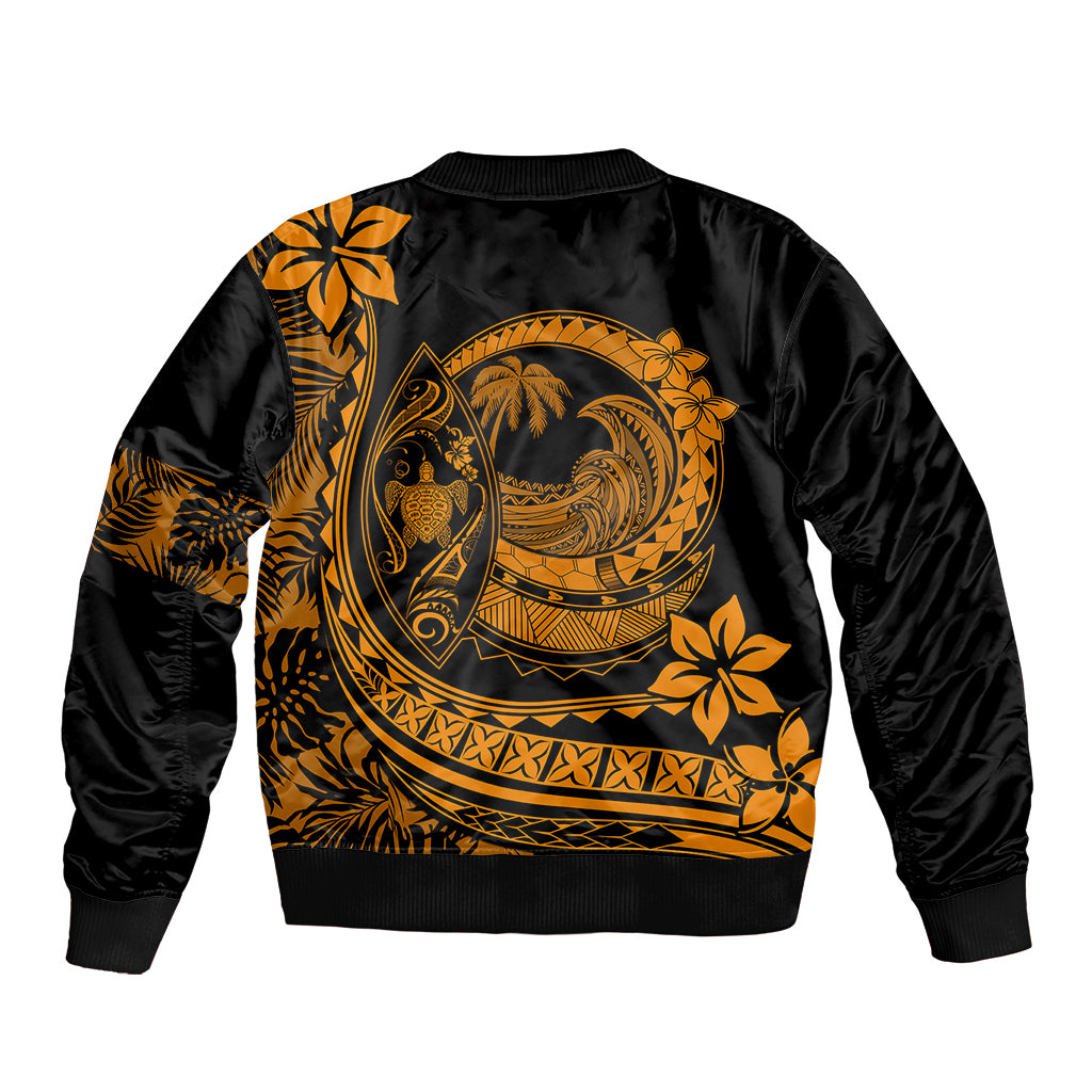 Polynesian Plumeria Bomber Jacket Ride The Waves - Orange LT7 - Polynesian Pride