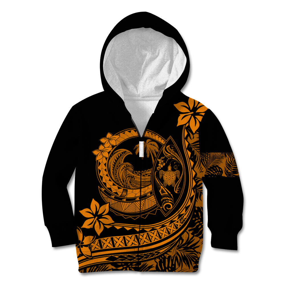 Polynesian Plumeria Kid Hoodie Ride The Waves - Orange LT7 Zip Hoodie Orange - Polynesian Pride