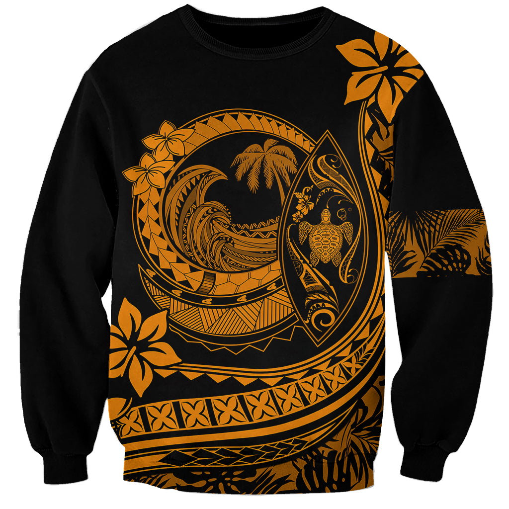 Polynesian Plumeria Sweatshirt Ride The Waves - Orange LT7 Unisex Orange - Polynesian Pride