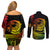 Polynesian Plumeria Couples Matching Off Shoulder Short Dress and Long Sleeve Button Shirts Ride The Waves - Reggae LT7 - Polynesian Pride