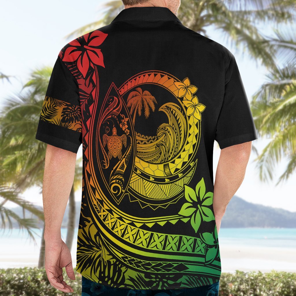 Polynesian Plumeria Hawaiian Shirt Ride The Waves - Reggae LT7 - Polynesian Pride