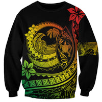 Polynesian Plumeria Sweatshirt Ride The Waves - Reggae LT7 Unisex Reggae - Polynesian Pride