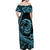 Polynesian Plumeria Off Shoulder Maxi Dress Ride The Waves - Turquoise LT7 - Polynesian Pride