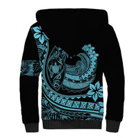 Polynesian Plumeria Sherpa Hoodie Ride The Waves - Turquoise LT7 - Polynesian Pride