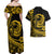 Polynesian Plumeria Couples Matching Off Shoulder Maxi Dress and Hawaiian Shirt Ride The Waves - Yellow LT7 - Polynesian Pride