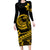 Polynesian Plumeria Long Sleeve Bodycon Dress Ride The Waves - Yellow LT7 Long Dress Yellow - Polynesian Pride