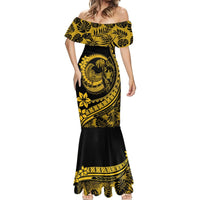 Polynesian Plumeria Mermaid Dress Ride The Waves - Yellow LT7 - Polynesian Pride