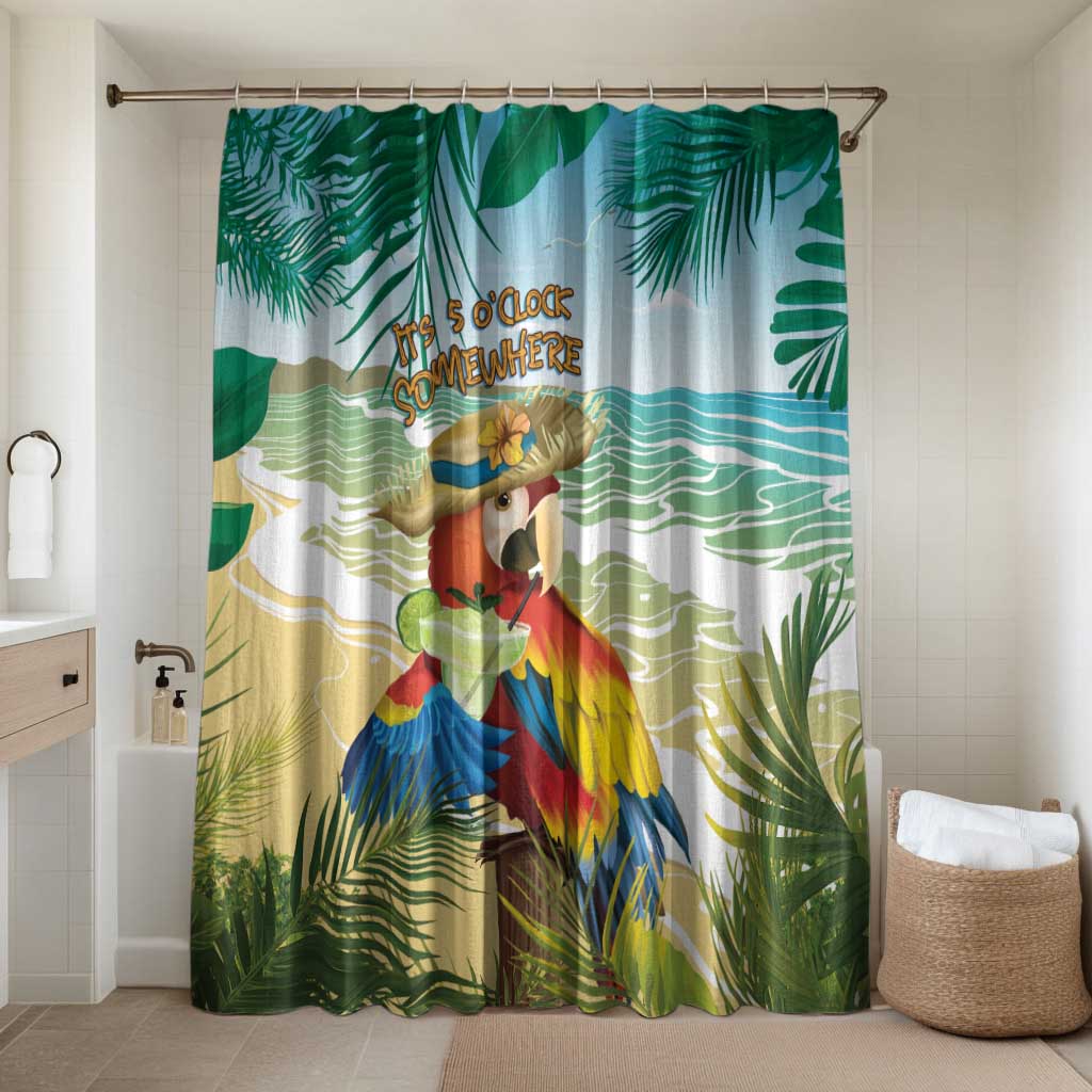 Aloha Hawaii It's 5 o'clock Somewhere Bathroom Set LT7 Shower Curtain Only Blue - Polynesian Pride