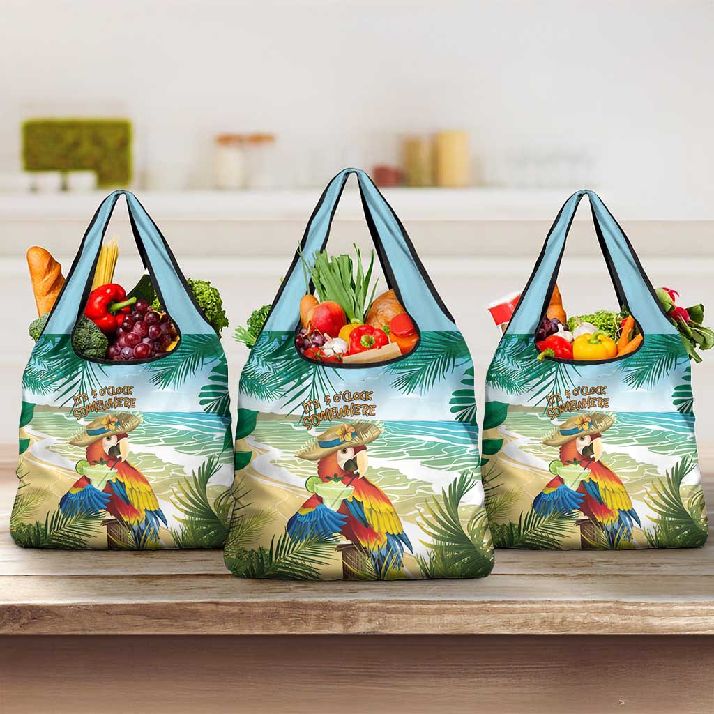 Aloha Hawaii It's 5 o'clock Somewhere Grocery Bag LT7 3-pack One Size Blue - Polynesian Pride