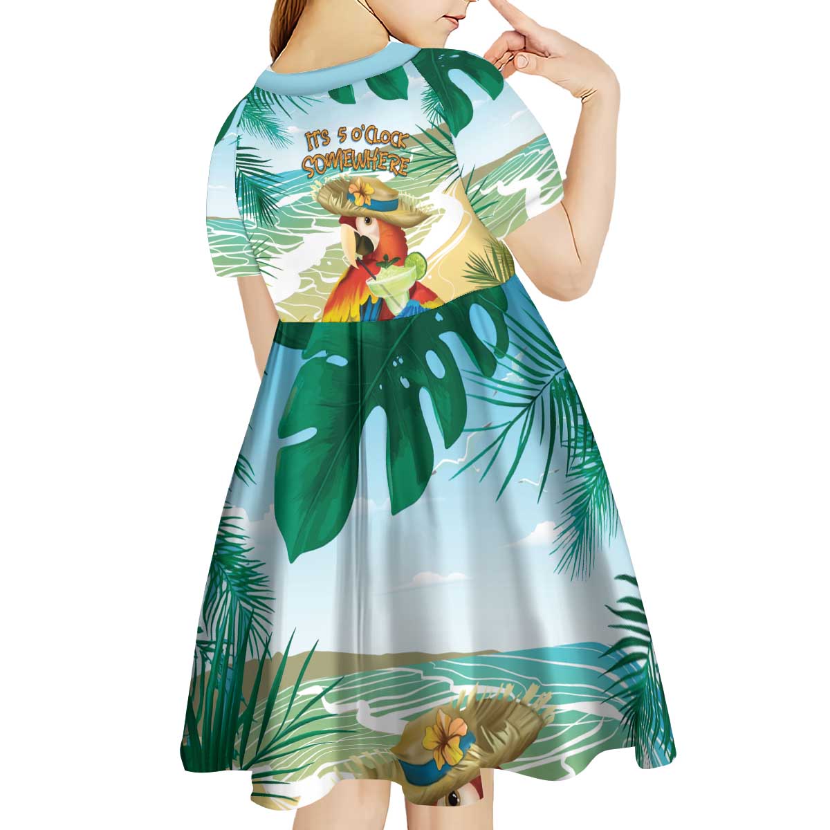 Aloha Hawaii It's 5 o'clock Somewhere Kid Short Sleeve Dress LT7 - Polynesian Pride