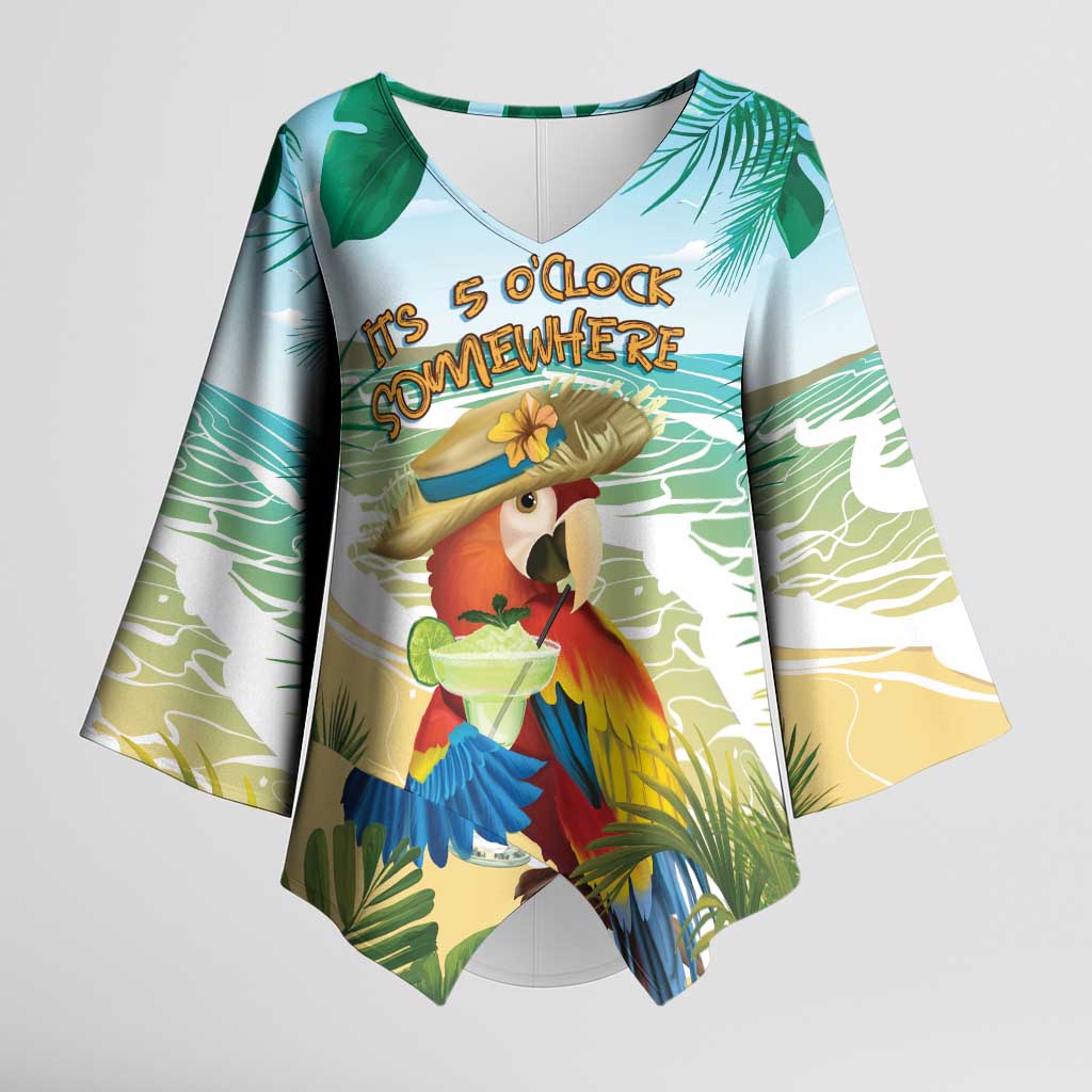 Aloha Hawaii It's 5 o'clock Somewhere Kimono Sleeve Blouse LT7 Female Blue - Polynesian Pride