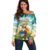 Aloha Hawaii It's 5 o'clock Somewhere Off Shoulder Sweater LT7 Women Blue - Polynesian Pride
