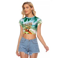 Aloha Hawaii It's 5 o'clock Somewhere Raglan Cropped T Shirt LT7 Female Blue - Polynesian Pride
