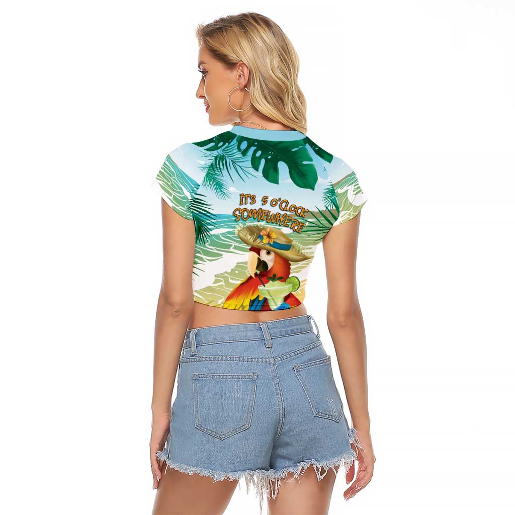 Aloha Hawaii It's 5 o'clock Somewhere Raglan Cropped T Shirt LT7 - Polynesian Pride
