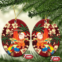 Crimson Red Tropical Christmas Hawaii Tapa Ceramic Ornament Aloha Santa Drink Party LT7 Oval Red - Polynesian Pride