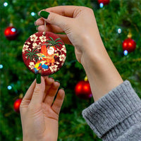 Crimson Red Tropical Christmas Hawaii Tapa Ceramic Ornament Aloha Santa Drink Party LT7 - Polynesian Pride