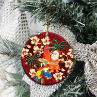 Crimson Red Tropical Christmas Hawaii Tapa Ceramic Ornament Aloha Santa Drink Party LT7 - Polynesian Pride