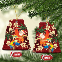 Crimson Red Tropical Christmas Hawaii Tapa Ceramic Ornament Aloha Santa Drink Party LT7 Bell Flake Red - Polynesian Pride
