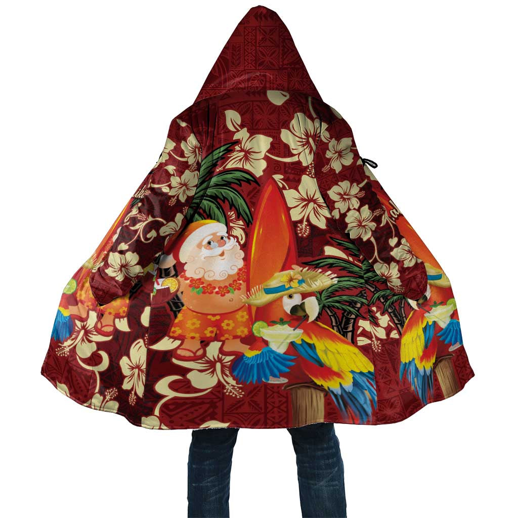 Crimson Red Tropical Christmas Hawaii Tapa Cloak Aloha Santa Drink Party LT7 Unisex Red - Polynesian Pride