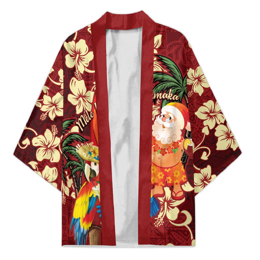 Crimson Red Tropical Christmas Hawaii Tapa Kimono Aloha Santa Drink Party LT7 Unisex Red - Polynesian Pride