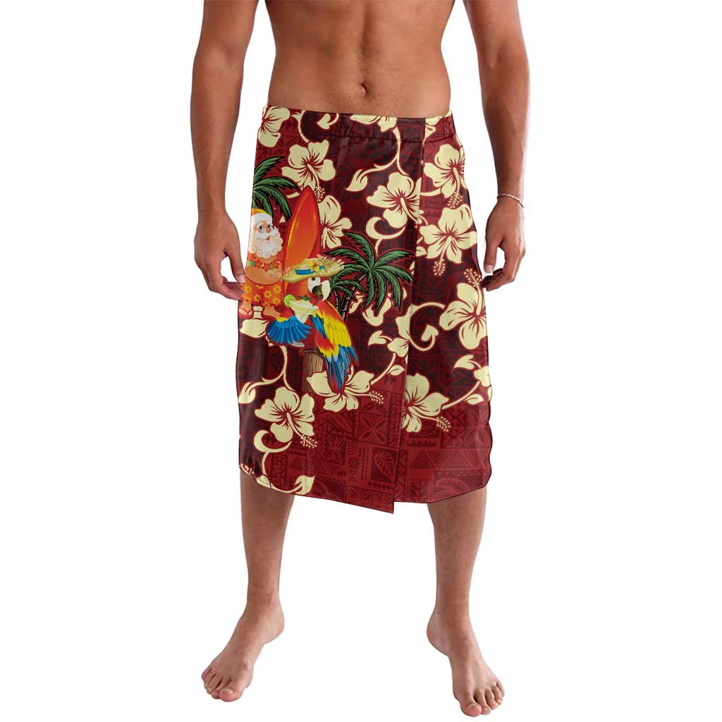 Crimson Red Tropical Christmas Hawaii Tapa Lavalava Aloha Santa Drink Party LT7 Red - Polynesian Pride