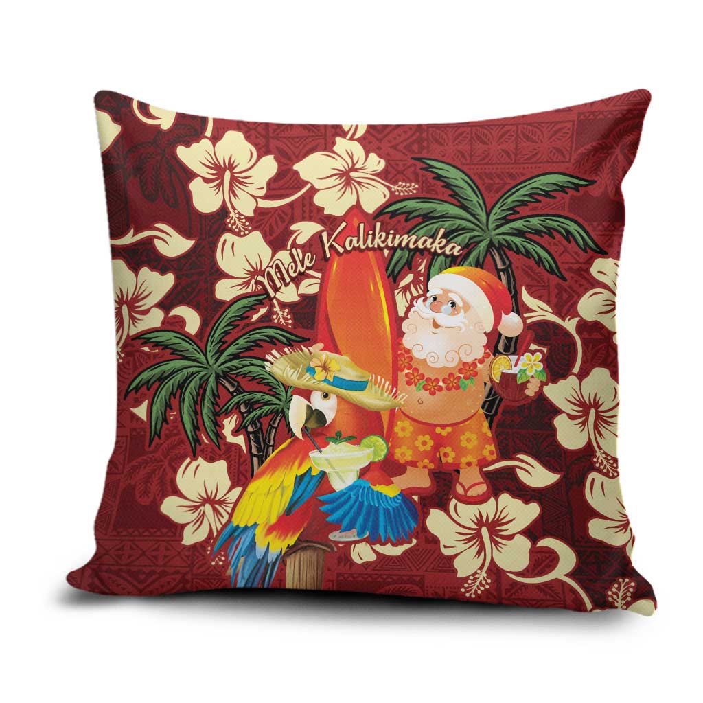 Crimson Red Tropical Christmas Hawaii Tapa Pillow Cover Aloha Santa Drink Party LT7 Red - Polynesian Pride
