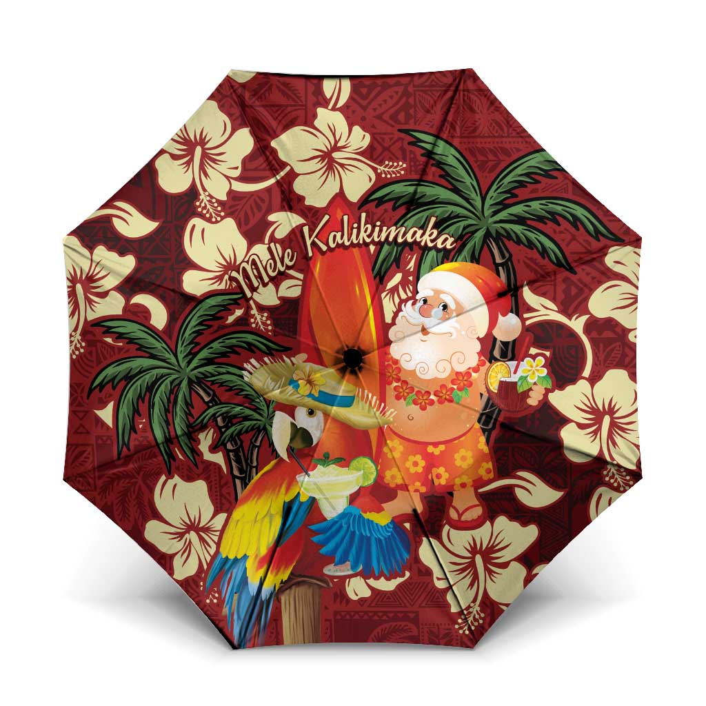 Crimson Red Tropical Christmas Hawaii Tapa Umbrella Aloha Santa Drink Party LT7 One Size Folded 11.42 inch Opened Diameter 37.4 inch Red - Polynesian Pride